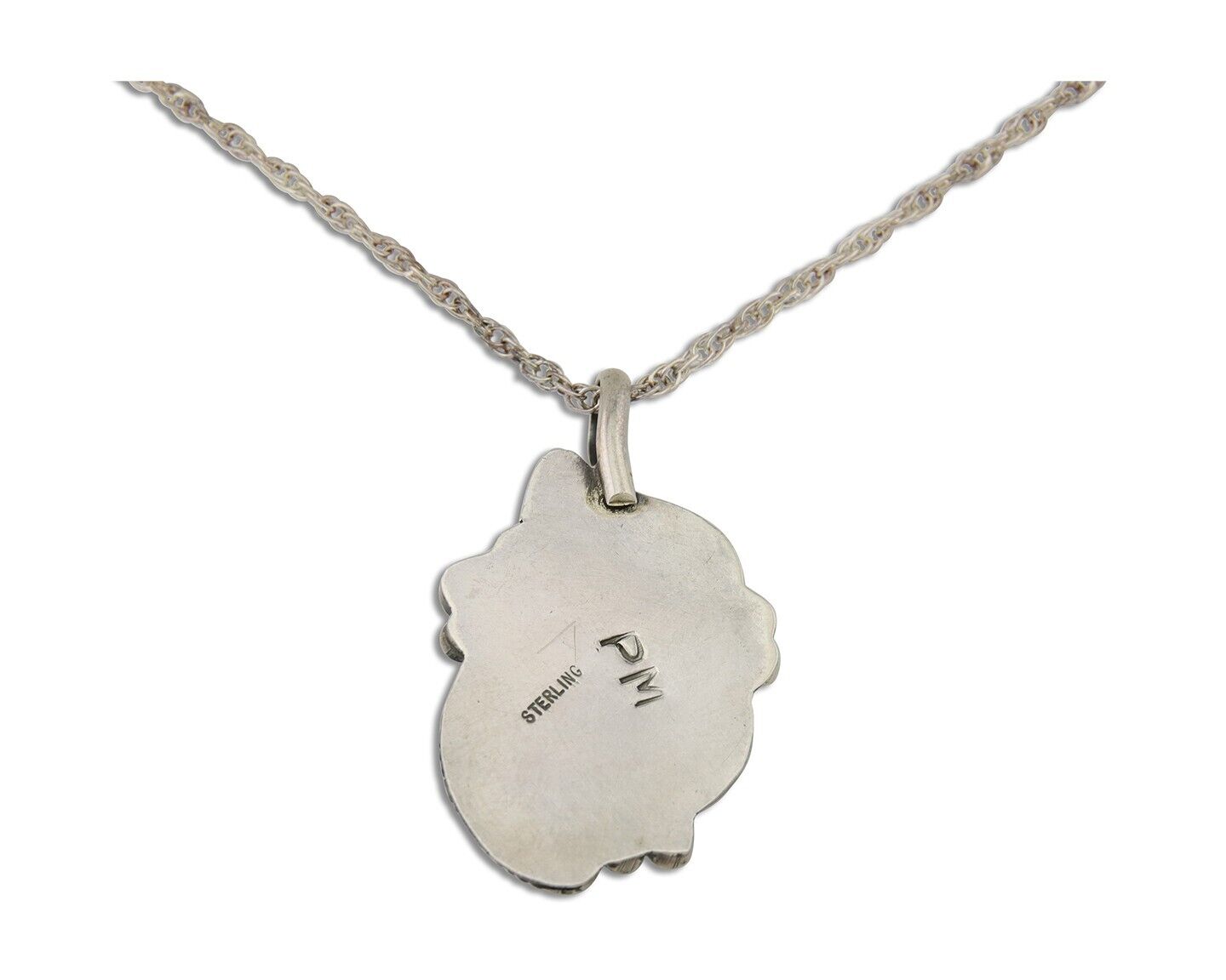 Navajo Necklace 925 Silver Natural Turquoise Artist Signed PM C.80's