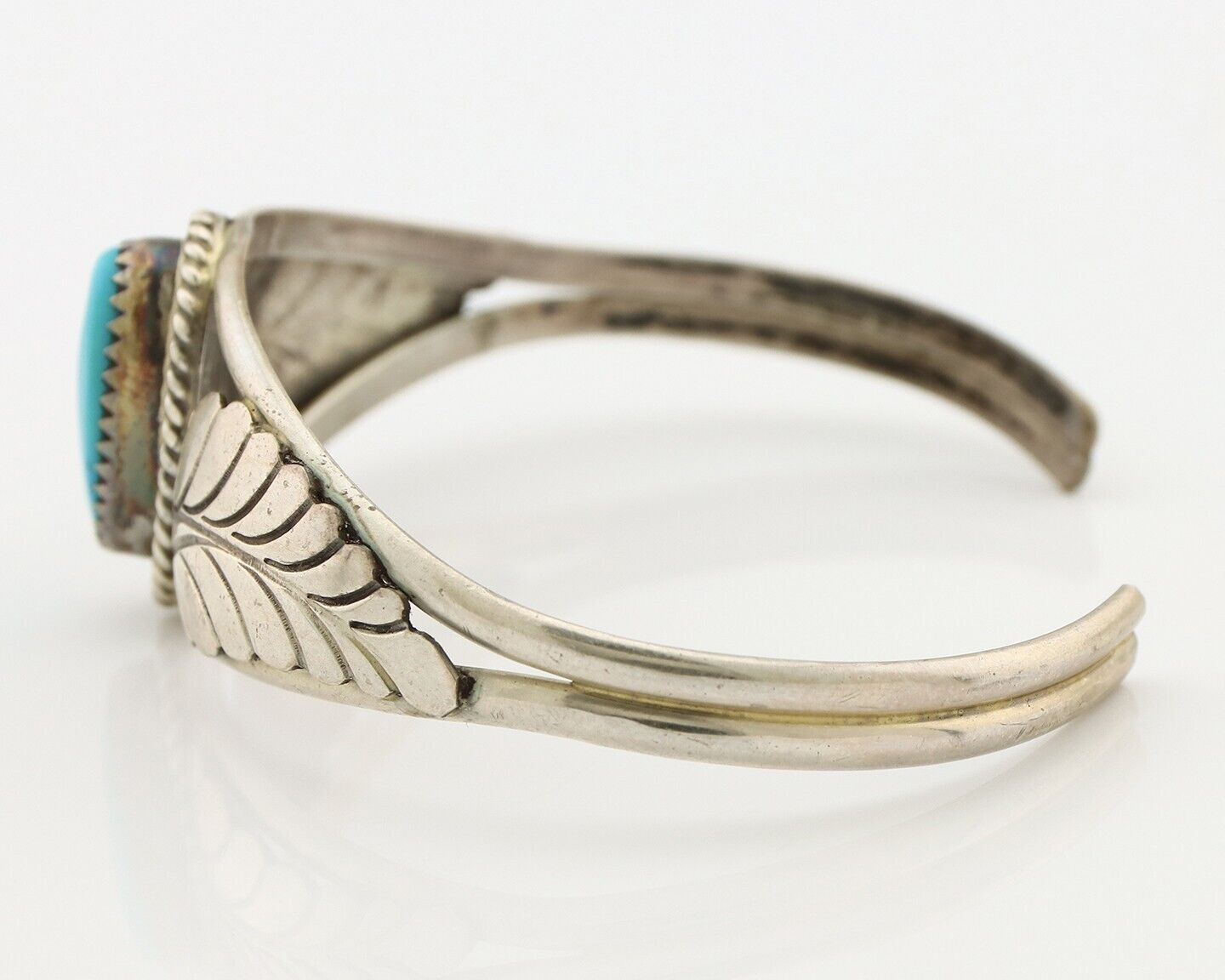 Navajo Handmade Bracelet 925 Silver Natural Blue Turquoise Artist Signed E C.80s