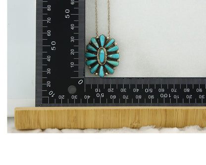 Navajo Sterling Silver Necklace Authentic Turquoise Vintage Signed TL