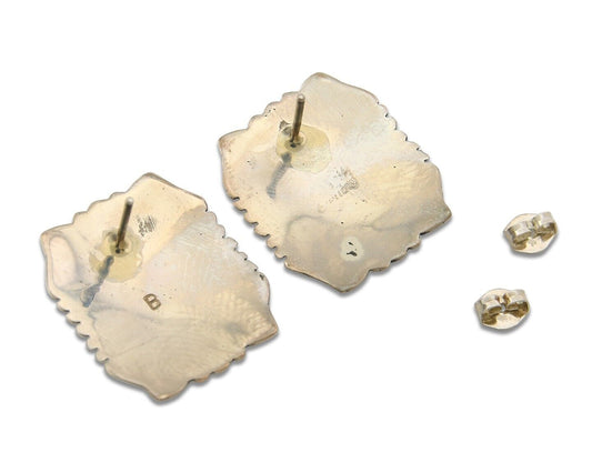 Navajo Earrings 925 Silver Handmade Natural Lapis Artist Signed Begay C.80's