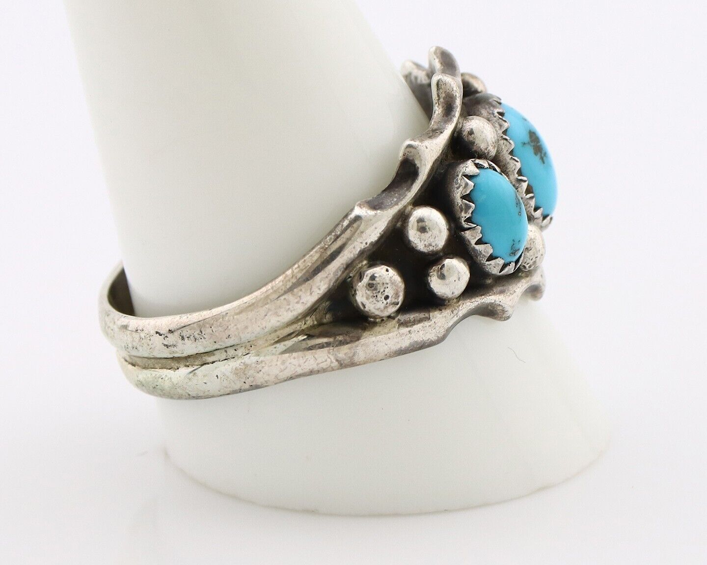 Navajo Ring 925 Silver Blue Turquoise Artist Signed SkyStone Creations C.80's