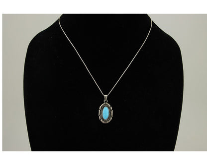 Navajo Necklace 925 Silver Natural Turquoise Artist M Montoya C.80's