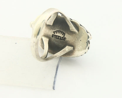 Navajo Ring 925 Sterling Blue Turquoise Artist Signed Sunset C.80's