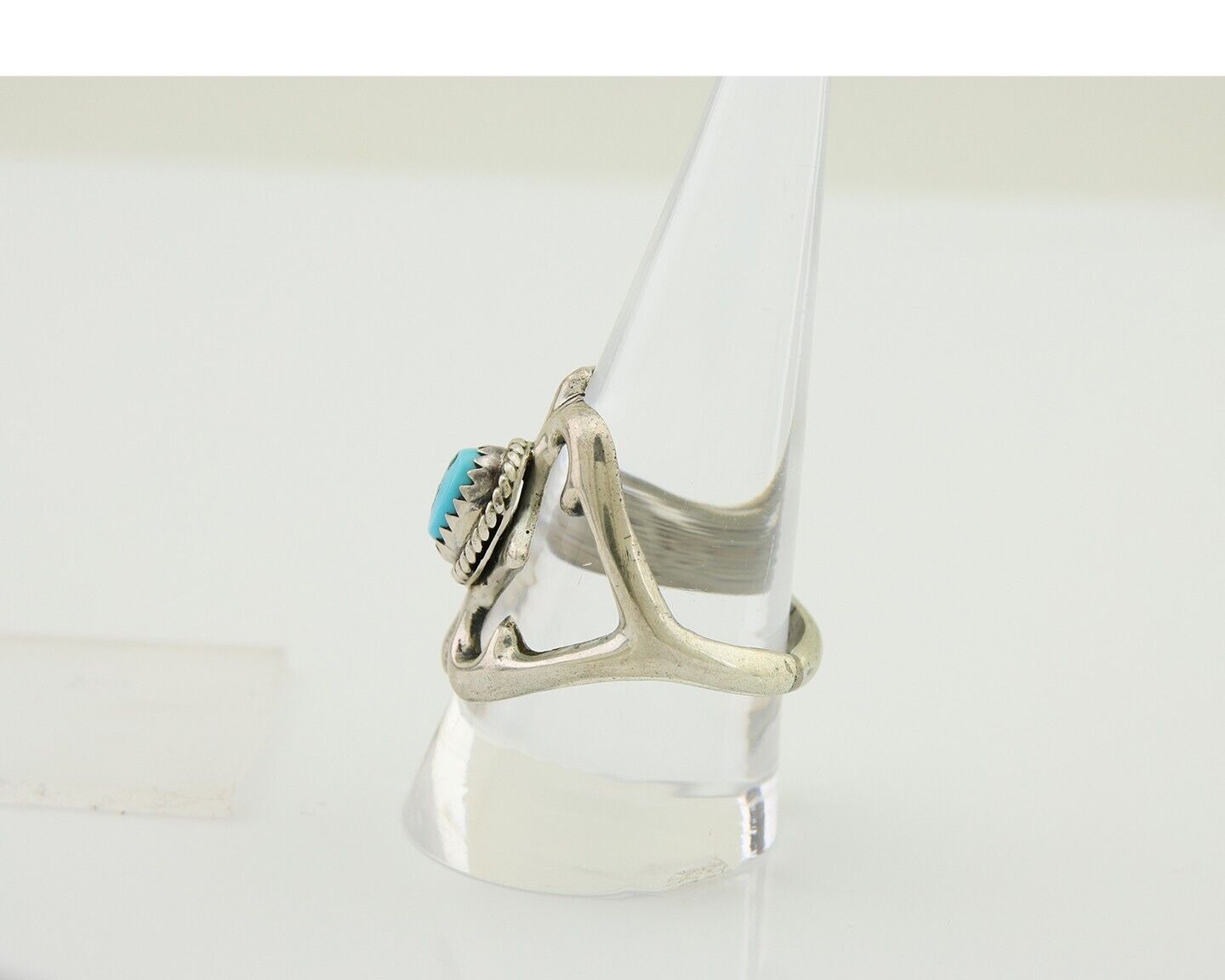 Navajo Sand Cast Ring 925 Silver Sleeping Beauty Turquoise Artist C.80's