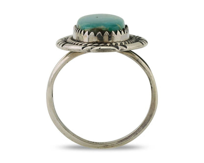 Navajo Ring 925 Silver Natural Blue Turquoise Artist Signed M BEGAY C.80's