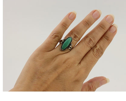 Navajo Ring 925 Silver Natural Kingman Turquoise Bell Trading Post C.80's