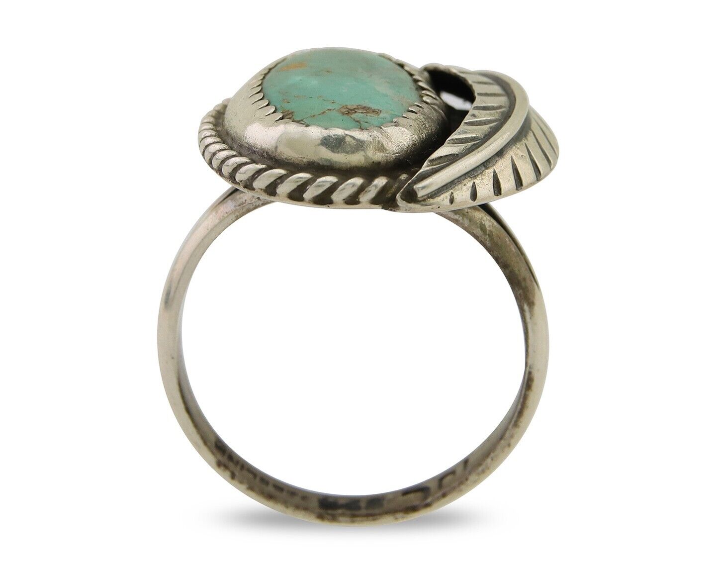 Navajo Ring 925 Sterling Silver Blue Turquoise Artist Signed IJC C.80's