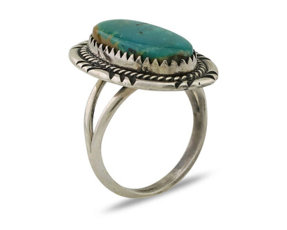 Navajo Ring 925 Silver Natural Blue Turquoise Artist Signed M BEGAY C.80's