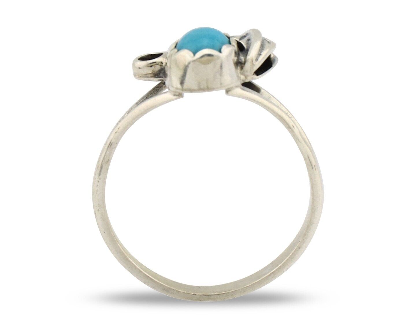 Navajo Ring .925 Silver Sleeping Beauty Turquoise Native American Artist C.80's