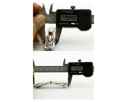 Navajo Real Red Coral 925 SOLID SILVER Hand Stamped 12mm Wide Barrette Hair Clip