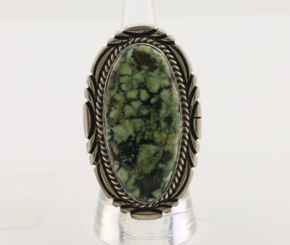 Navajo Ring 925 Silver Spiderweb Turquoise Artist Signed Big T C.80's