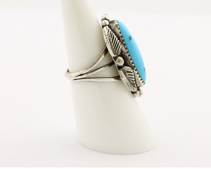 Navajo Ring 925 Silver Sleeping Beauty Turquoise Signed SC C.80's