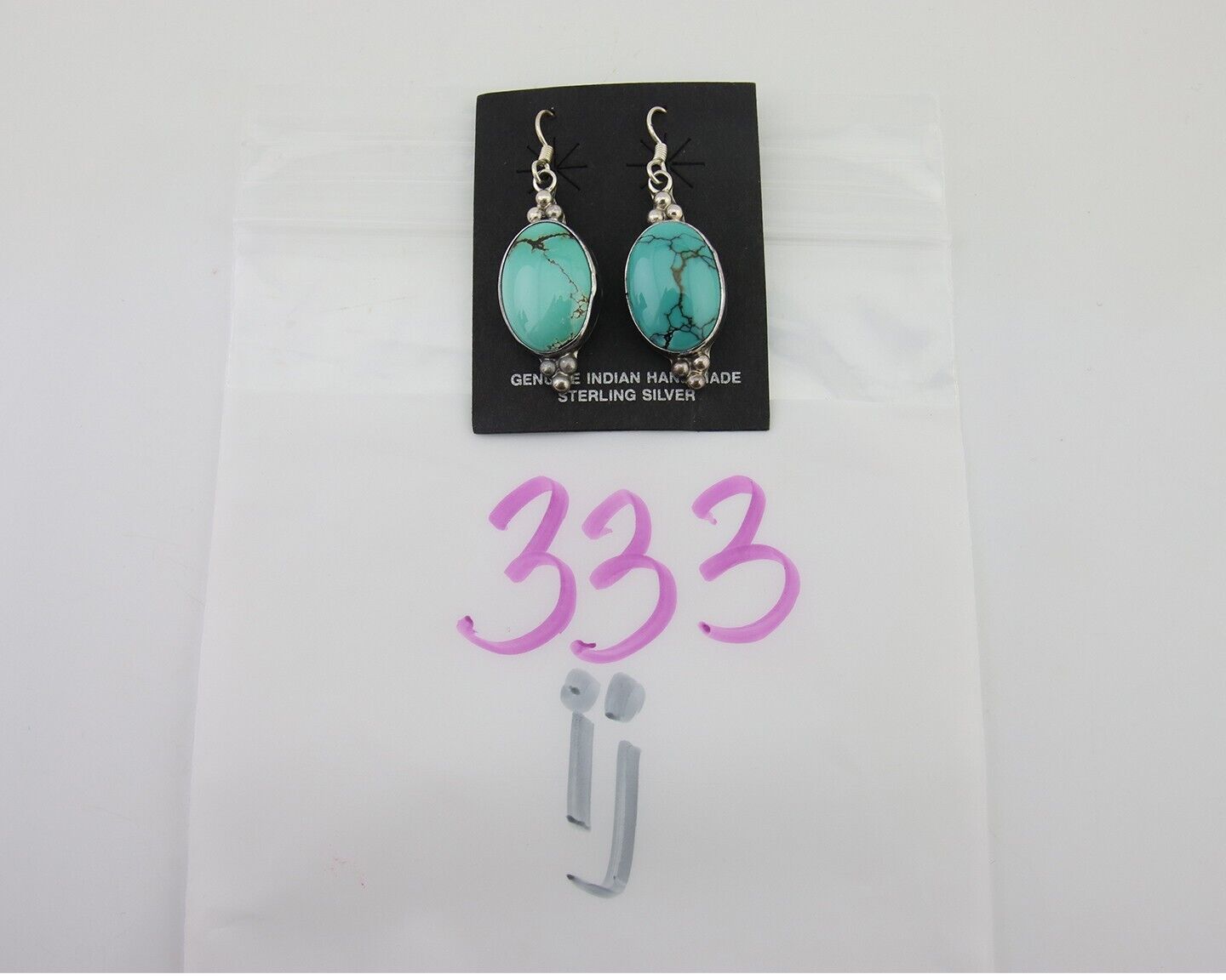 Navajo Dangle Earrings 925 Natural Turquoise Native Inca Mfg C.80's