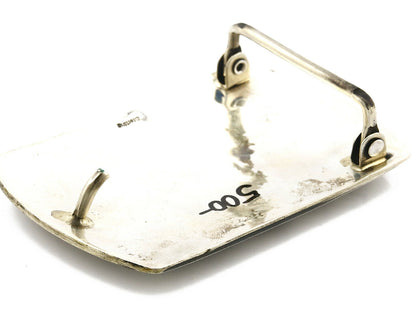 Navajo Belt Buckle .925 SOLID Sterling Silver Handmade Overlay Circa 1980's