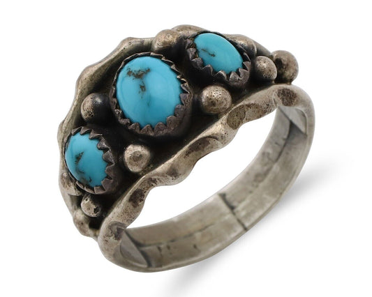 Navajo Ring 925 Silver Blue Artist Signed SkyStone Creations C.80's
