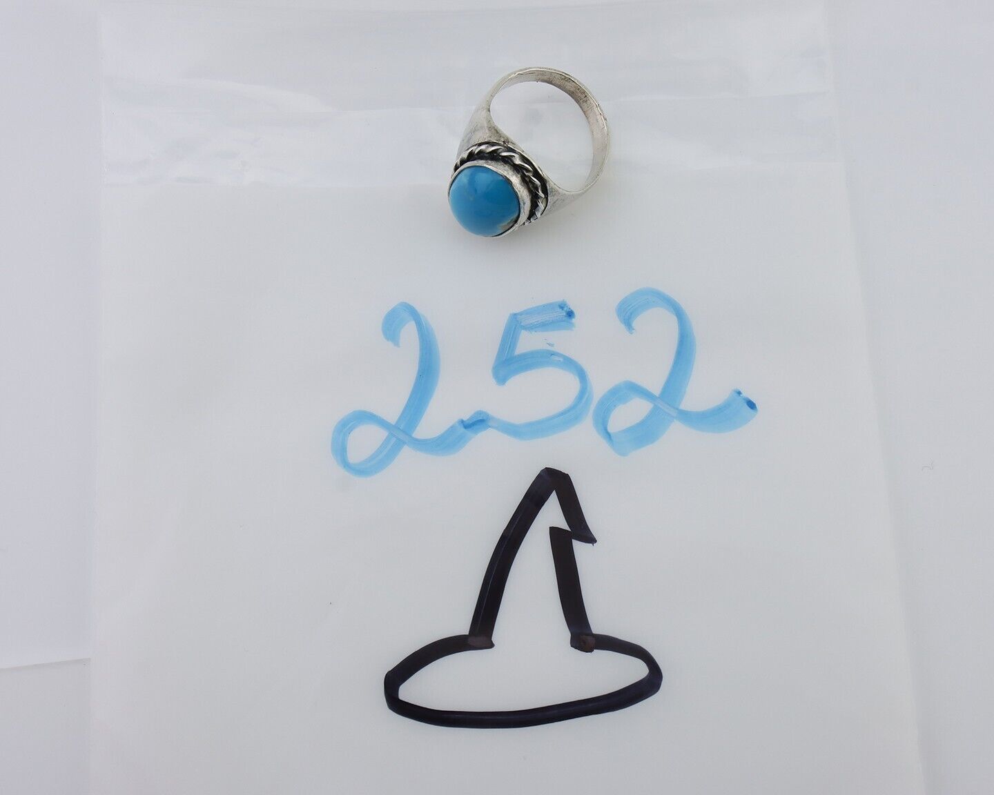 Navajo Ring 925 Silver Natural Blue Turquoise Native American Artist C.80's