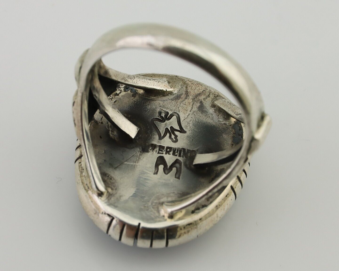 Navajo Ring 925 Silver Arizona Turquoise Signed M Montoya C.80's
