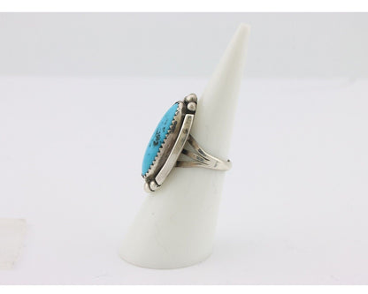 Navajo Ring .925 Silver Sleeping Beauty Turquoise Signed SkyStone Creations C80s