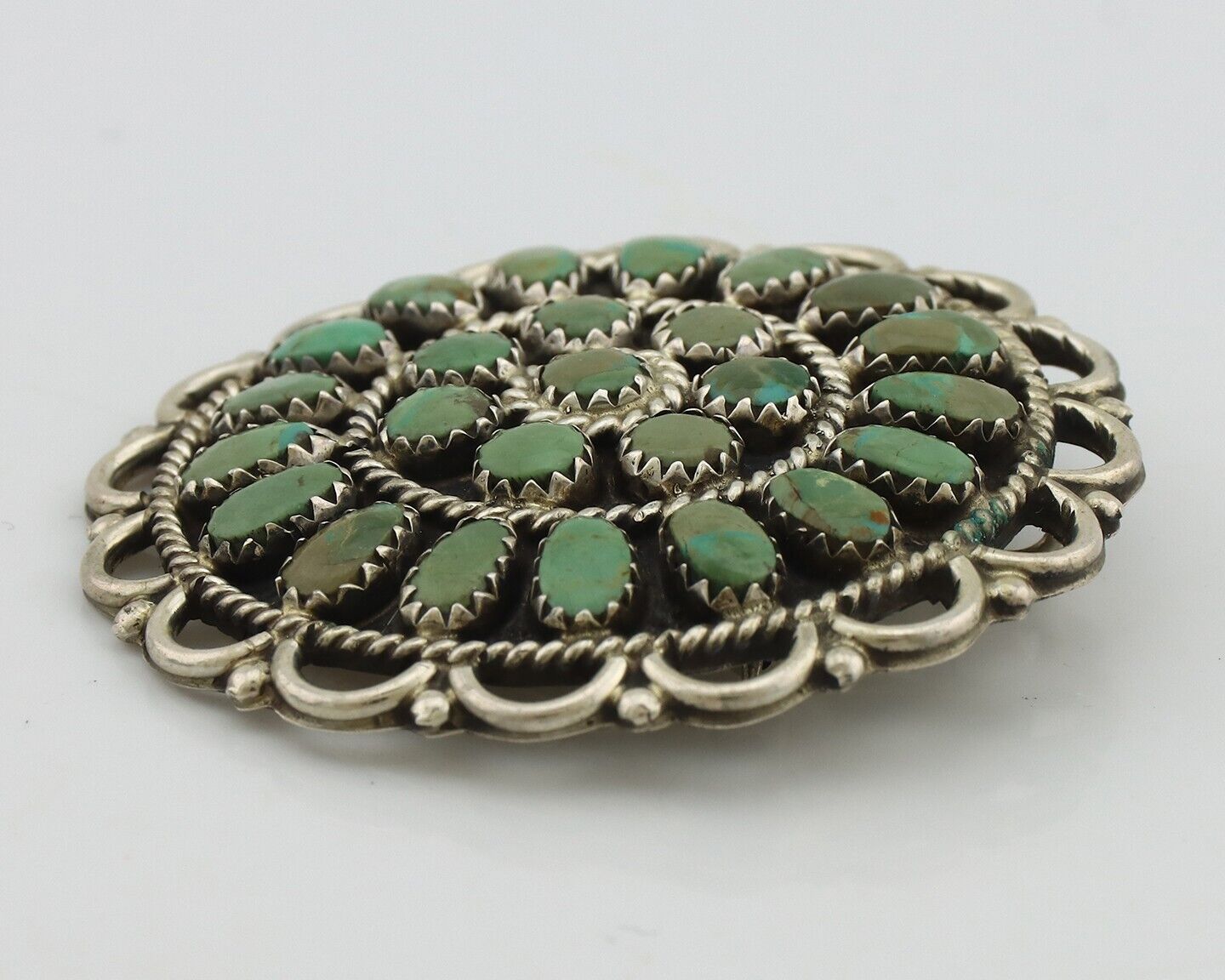 Navajo Pin Pendant 925 Silver Turquoise Signed Larry Moses Begay C.90's