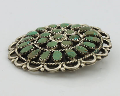 Navajo Pin Pendant 925 Silver Turquoise Signed Larry Moses Begay C.90's