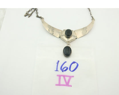 Vintage Navajo Necklace 925 Silver Natural Onyx Artist Signed AP