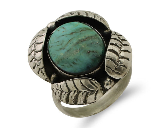 Navajo Ring 925 Silver Natural Turquoise Native American Artist C.80's
