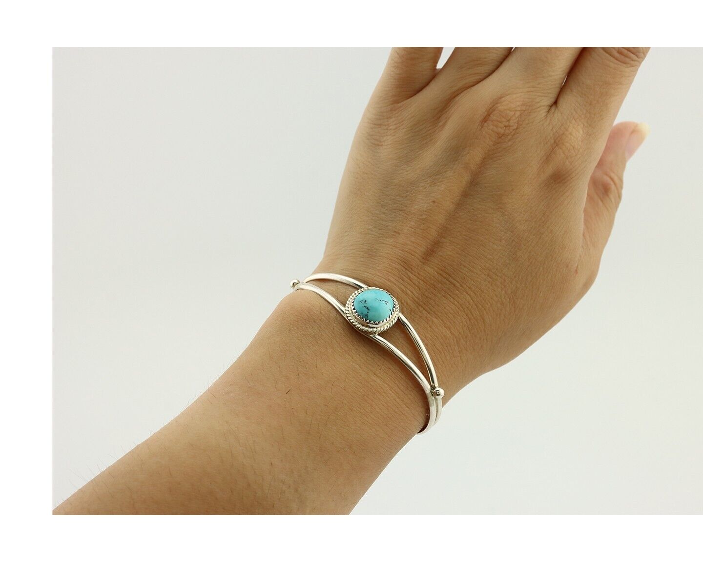 Navajo Bracelet 925 Silver Sleeping Beauty Turquoise Native Artist C.80's