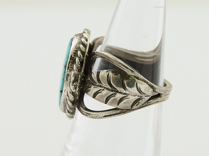Navajo Ring 925 Silver Natural Blue Turquoise Native American Artist C.80's