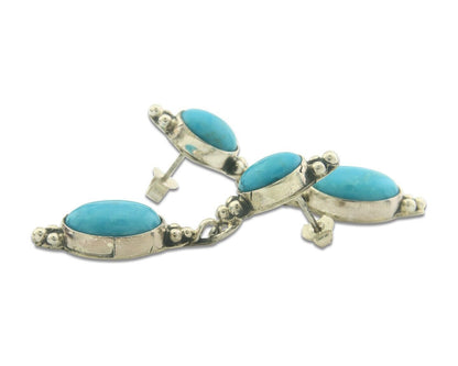 Navajo Earrings 925 Silver Natural Turquoise Native American Artist C.80's