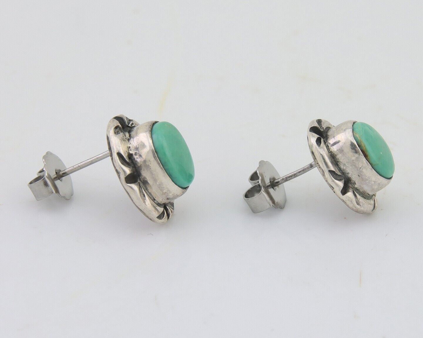 Navajo Earrings 925 Silver Turquoise Native American Artist C.80's