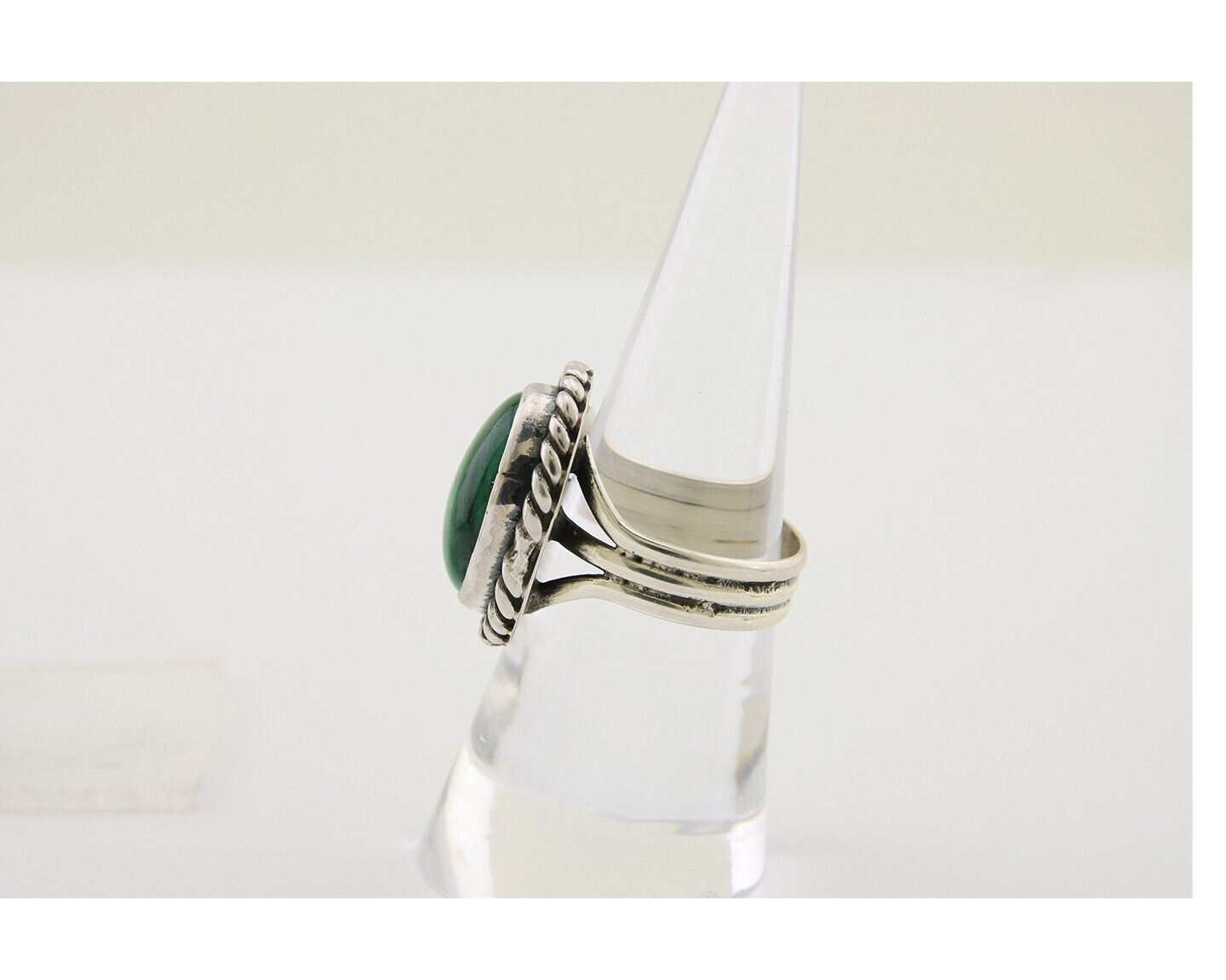 Navajo Ring 925 Silver Natural Malachite Native American Artist C.80's