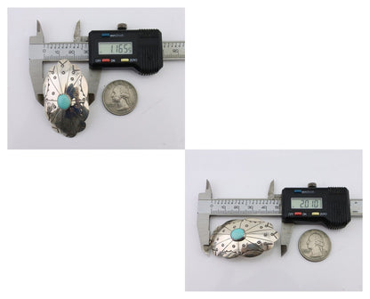 Navajo Hand Stamped Shield Earrings 925 Silver Turquoise Native Artist C.80's