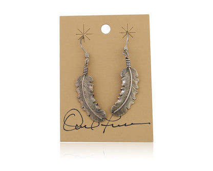 Navajo Eagle Feather Dangle Earrings 925 Silver Artist Signed D Lerma C.80's