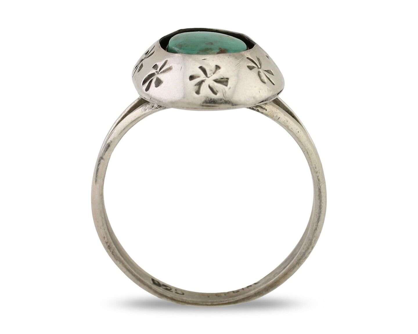 Navajo Ring 925 Silver Kingman Turquoise Native American Artist C.80's