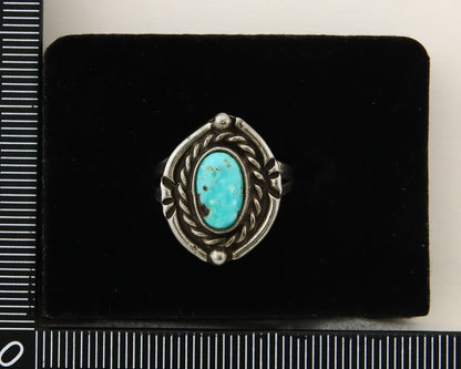 Navajo Ring 925 Sterling Natural Mined Arizona Turquoise C.80's Size 7.0