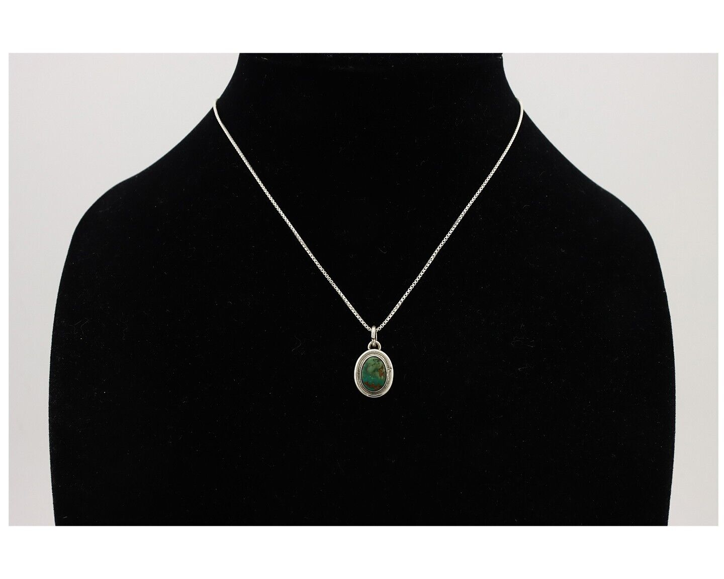 Navajo Necklace 925 Silver Natural Kingman Turquoise Native Artist C.2008