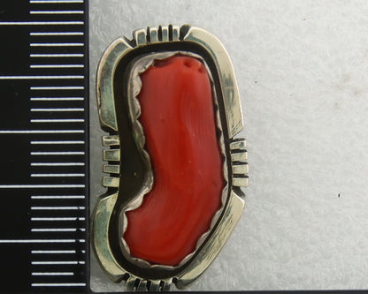 Navajo Earrings 925 Silver Natural Coral Artist Signed Charles Johnson C.80's
