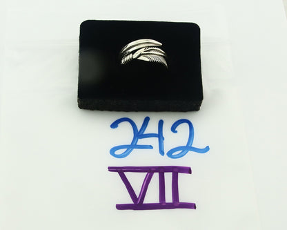 Vintage Navajo Ring Sterling Silver Authentic Traditional Signed H Mace Size 7.5