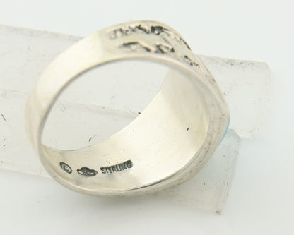 Men Vintage Nugget Ring 925 Sterling Turquoise Artist Signed SC Size 10