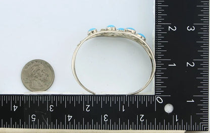 Navajo Cuff Bracelet Sterling Silver Turquoise Vintage Signed SH