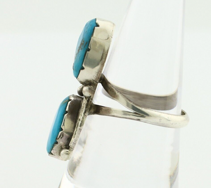 Navajo Ring 925 Silver Blue Turquoise Artist Signed K C.80's