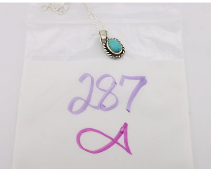 Navajo Necklace 925 Silver Natural Kingman Turquoise Native Artist C.2008
