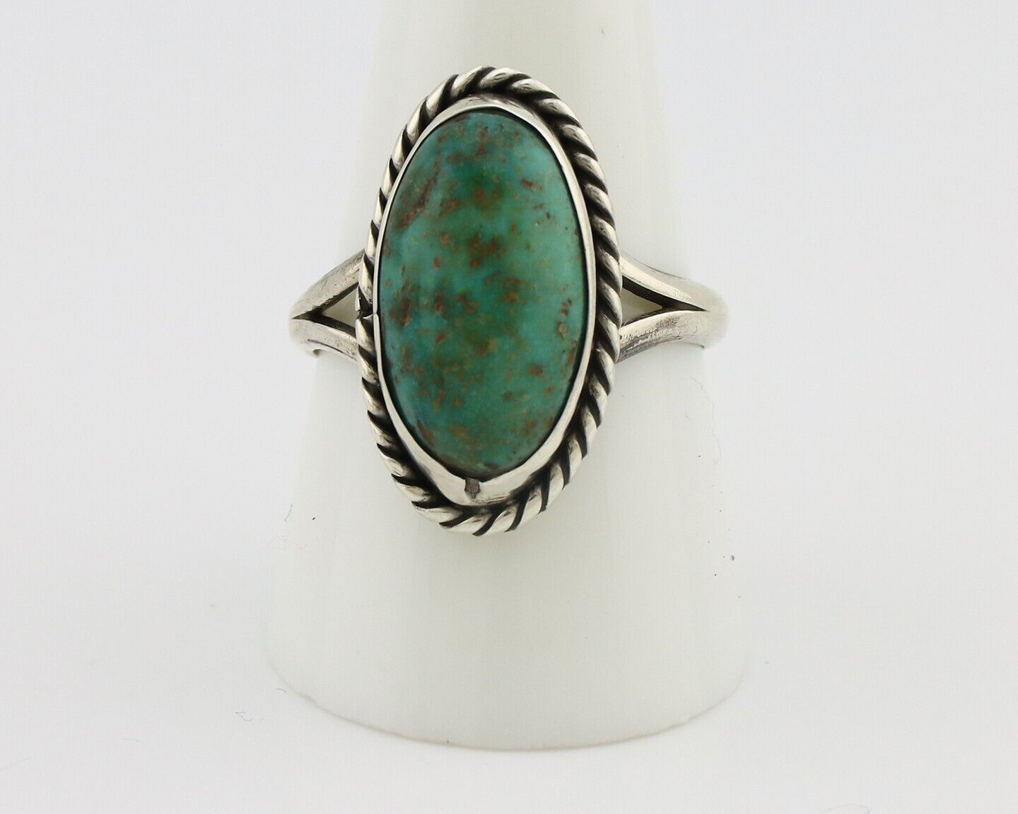 Navajo Ring 925 Silver Kingman Turquoise Native American Artist C.80's