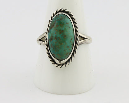 Navajo Ring 925 Silver Kingman Turquoise Native American Artist C.80's