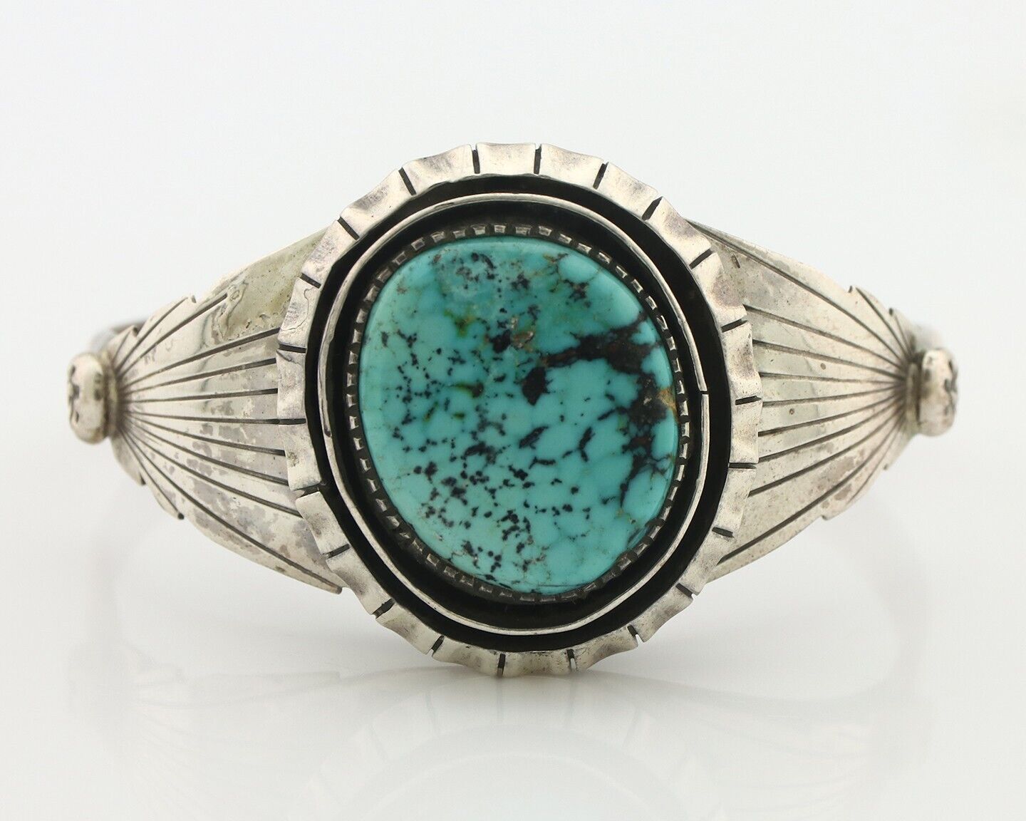 Navajo Bracelet 925 Silver Mine 8 Turquoise Native American Artist C.80's