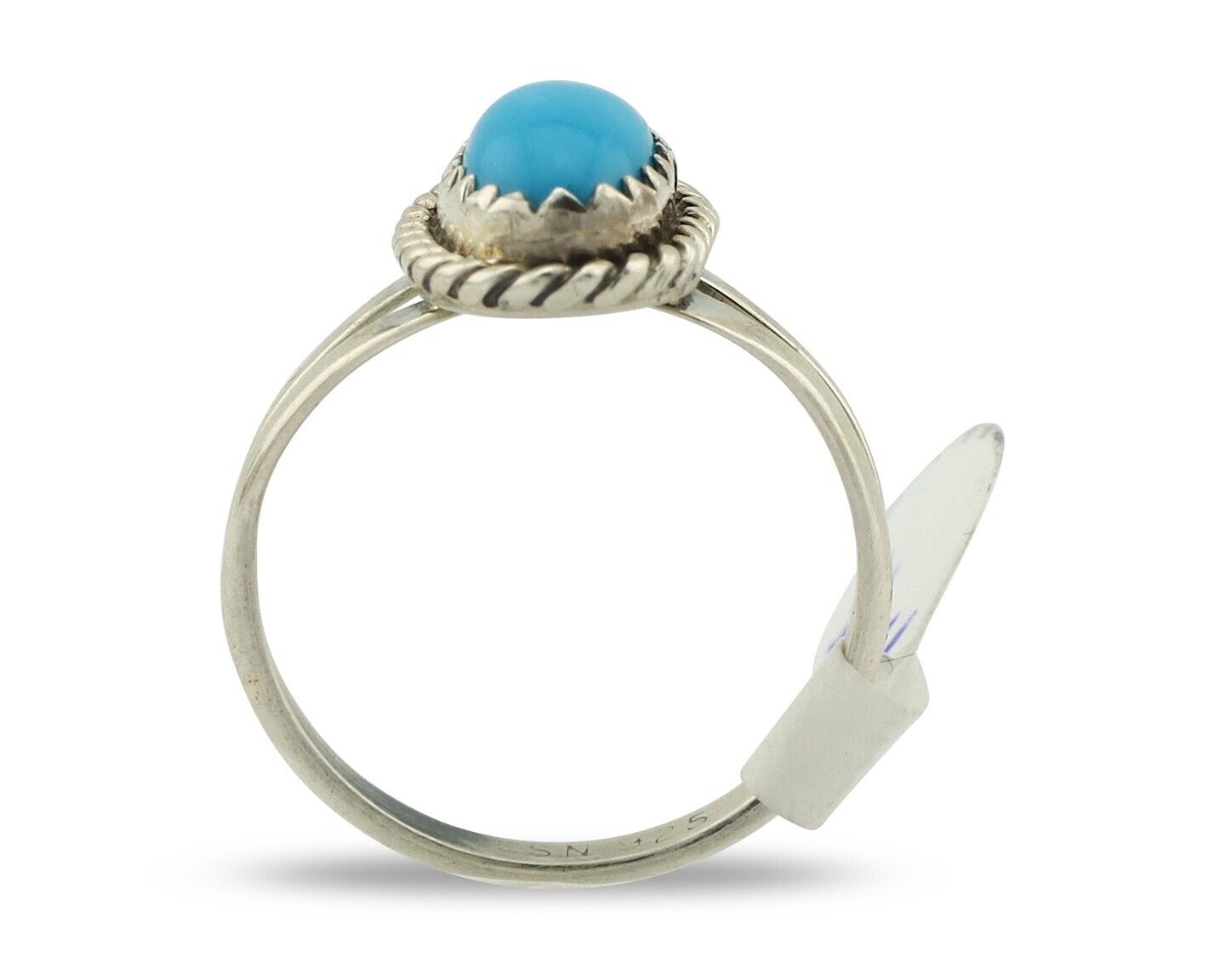 Navajo Ring .925 Silver Sleeping Beauty Turquoise Native American Artist C.80's