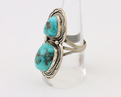 Navajo Handmade Ring 925 Silver Natural Tuquoise Artist Signed Tom Willeto C.80s