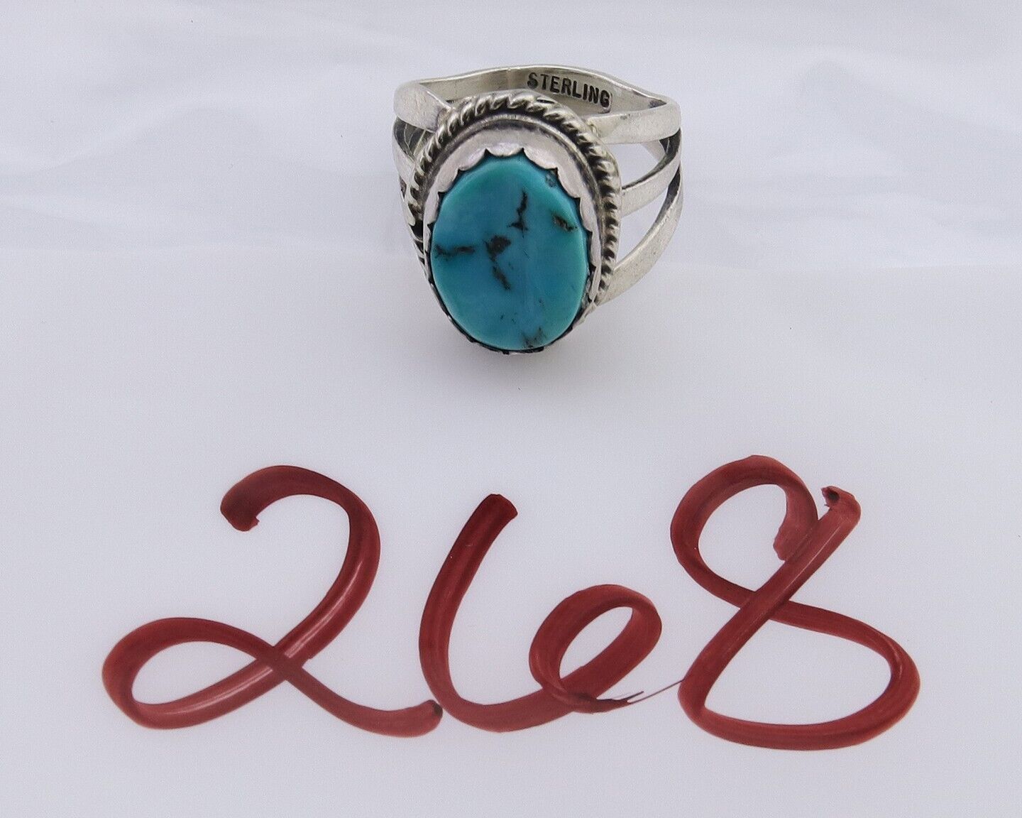 Navajo Handmade Ring 925 Silver Sleeping Beauty Turquoise Artist C.80's