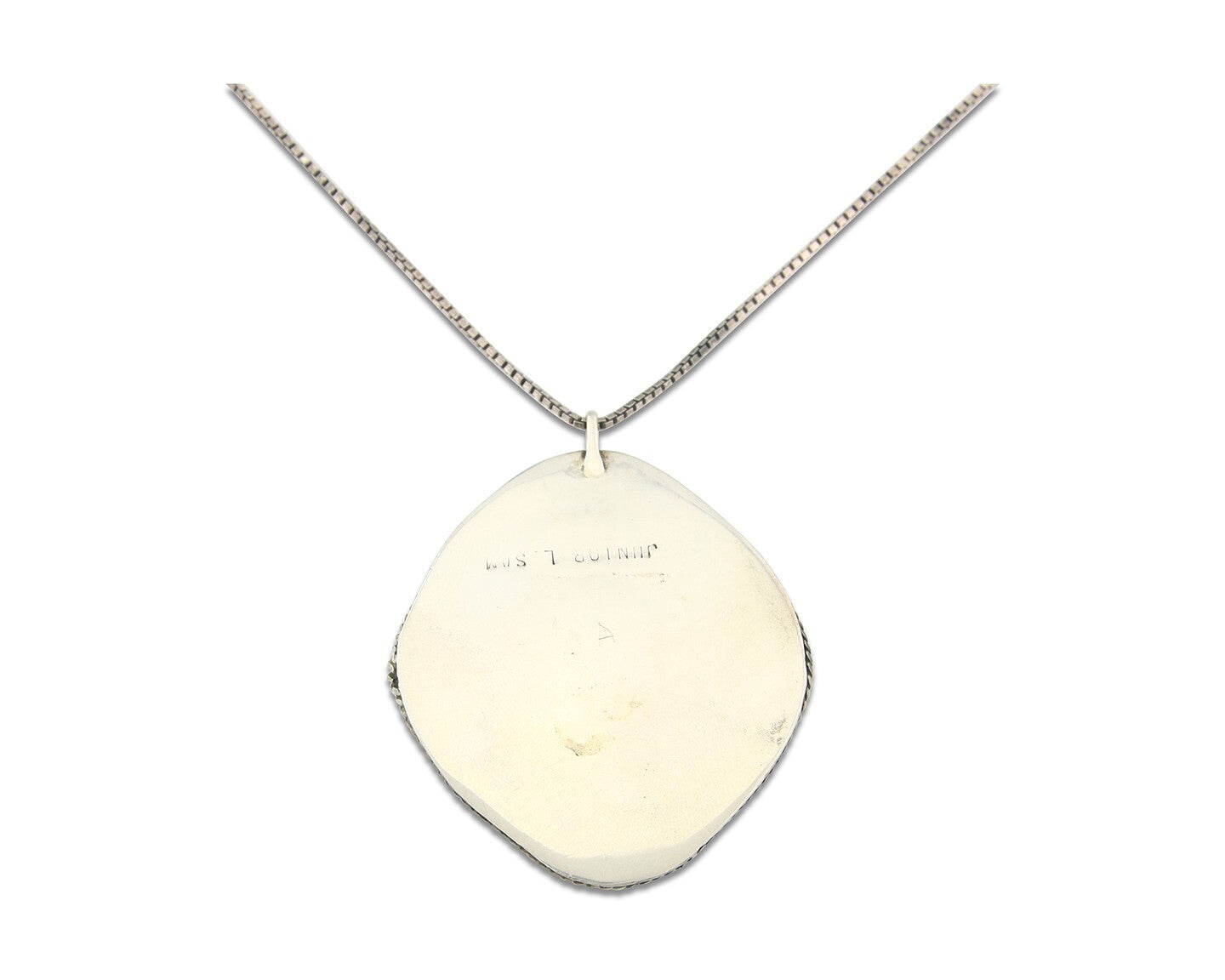 Navajo Sterling Silver Necklace Authentic Turquoise Vintage Signed JR L Sam