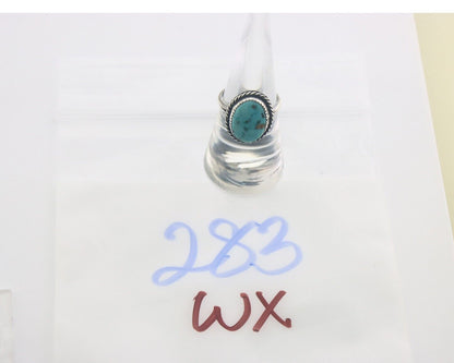 Navajo Ring 925 Sterling Natural Turquoise Native Artist C.80's Size 7.0